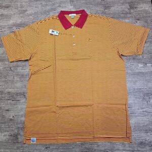 Men's Peter Millar USC Trojans Striped Polo Shirt Size XXL 100% Cotton Red Gold